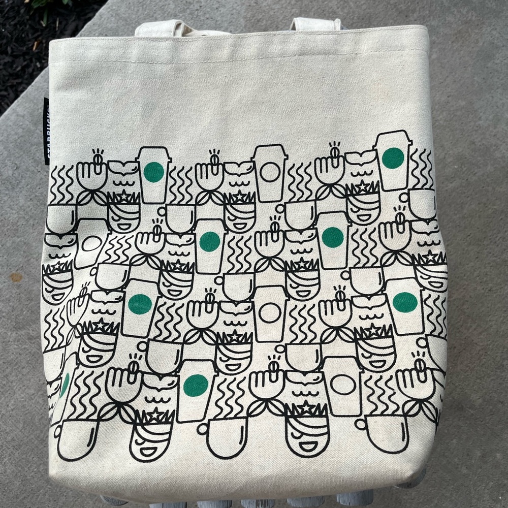 Starbucks coffee canvas tote bag purse